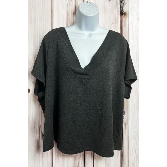 NWT JoyLab Charcoal V-Neck Blouse - Picture 1 of 6